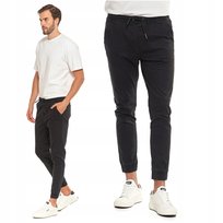 Czarne Joggery Męskie Wiązane SPODNIE Wygodne ze ściągaczami MORAJ r. 30
