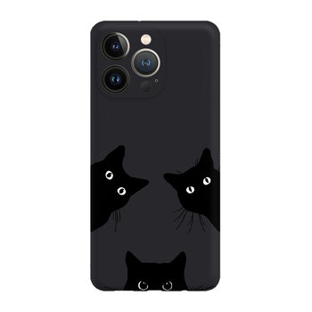 Czarne Koty - Iphone 15 Pro Etui Matowe Czarne [Tif 12E] - Inny producent