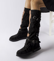 Czarne kozaki na krytym koturnie Filiberta -38