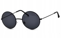 Czarne Lenonki Okrągłe Okulary Przeciwsłoneczne