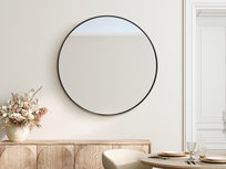 Czarne lustro okrągłe 50cm w aluminiowej ramie