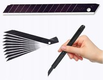 CZARNE MAŁE OSTZRE WKADY DO NOŻYKA TAPECIAKA MODELARSKIE SKALPEL 9mm