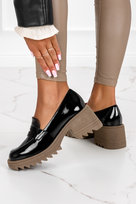 Czarne mokasyny skórzane damskie na szerokim słupku PRODUKT POLSKI Casu 2451-600-37