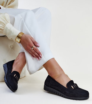 Czarne mokasyny z ozdobnym paskiem Marlisa -37 - Inna marka