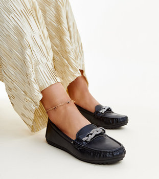 Czarne mokasyny zdobione cyrkoniami Adiba-36 - Inna marka