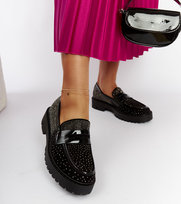 Czarne mokasyny zdobione cyrkoniami Newport-38