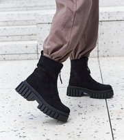 Czarne ocieplane botki na zamek Azzurra -39