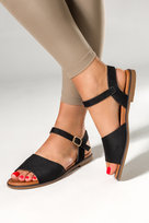 Czarne sandały damskie na ozdobnej płaskiej podeszwie Casu K24X13-B-38