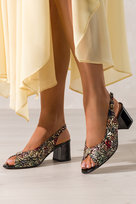 Czarne Sandały Skórzane Damskie W Kolorowe Kwiaty Obcas Klocek Ozdobny Kwiatek Z Kryształków Produkt Polski Casu 2802-2-39