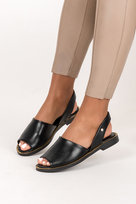 Czarne sandały skórzane płaskie z ozdobną podeszwą PRODUKT POLSKI Casu 40327-36