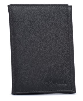 Czarne skórzane etui na karty i dokumenty męskie klasyczne duże 4U CAVALDI ochrona RFID STOP mieści dowód rejestracyjny - 4U CAVALDI