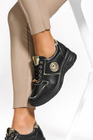 Czarne sneakersy damskie buty sportowe na platformie sznurowane Casu SG-813-1-37