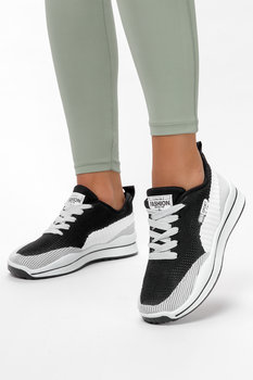 Czarne sneakersy na platformie damskie buty sportowe sznurowane Casu 10-11-21-BG-35 - Casu
