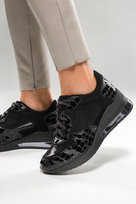 Czarne sneakersy skórzane damskie na koturnie buty sportowe sznurowane PRODUKT POLSKI Casu 07550-1910-36