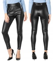 Czarne Spodnie Rurki Damskie Eko Skóra 202122 XXL