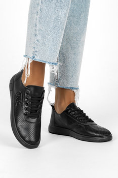 Czarne trampki ażurowe damskie sznurowane Casu SJ2301-1-36 - Casu