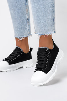 Czarne trampki na platformie damskie buty sportowe sznurowane Casu SJ2093-1-39 - Casu