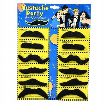 CZARNE WĄSY SZTUCZNE SAMOPRZYLEPNE PRZEBRANIE KARNAWAŁ 12SZT - Inna marka