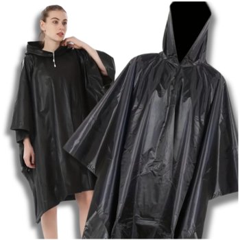Czarne wodoodporne poncho przeciwdeszczowe płaszcz - Inna marka