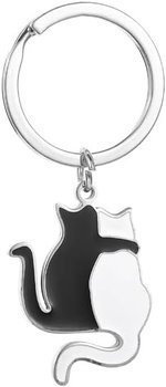 Czarno-biały brelok z kotem, uroczy brelok dla zakochanych, kawaii, para kotów, brelok z kotem, metalowy brelok ze zwierzęciem, przyjaciele, prezenty walentynkowe - Other
