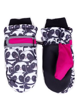 Czarno- różowe rękawiczki nieprzemakalne PANDA 1P r.110-116 - YoClub
