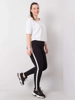 Czarno-srebrne legginsy plus size z lampasami Charlotta-3XL Basic Feel Good