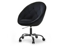 Czarny Fotel Lounge 4 Welurowy Do Biurka W Okrągłym Kształcie