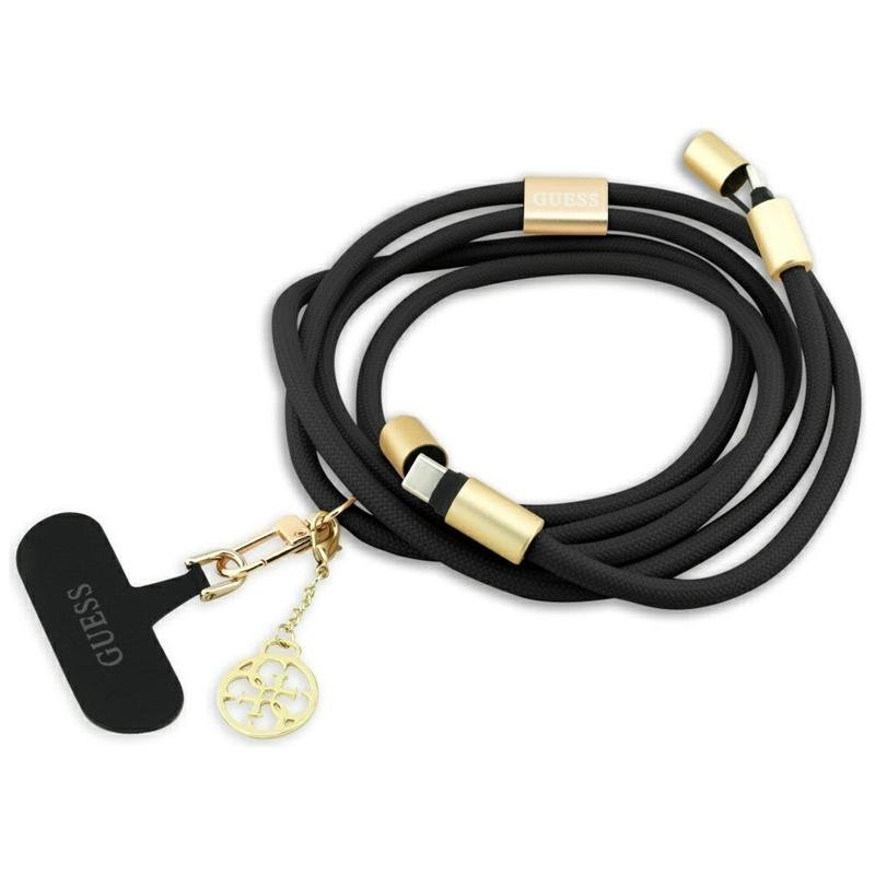 CZARNY KABEL USB C 1.5M SZYBKIE ŁADOWANIE GUESS PASEK DO TELEFONU CROSSBODY