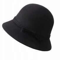 czarny KAPELUSZ damski typu BUCKET elegancki CYLINDER do płaszcza szykowny Inna marka
