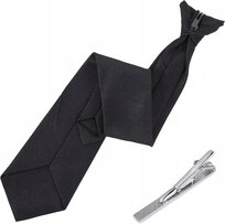 Czarny Krawat 50Cm + Spinka Klips Do Krawatu Elegancki Zestaw Dla Mężczyzn Inna marka
