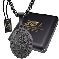 Czarny Medalik ze Świętym Krzysztofem z Łańcuszekiem 60 Cm Patron Kierowców Podróżujących