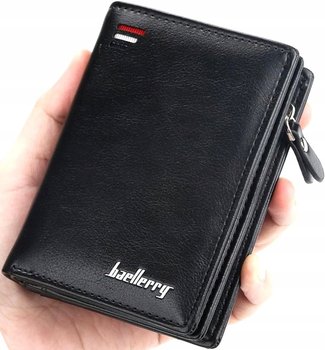 Czarny Męski portfel skórzany na suwak elegancki - Edibazzar