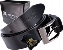 Czarny Pasek Skórzany Męski Do Jeansów Szeroki Pas Gruba Skóra Abiatti