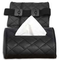 Czarny pokrowiec na zagłówek samochodowy organizer z ekoskóry uniwersalny