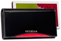 Czarny portfel damski skórzany z akcentem Peterson