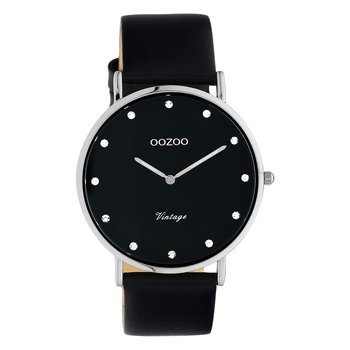 Czarny skórzany zegarek Oozoo C20247 Vintage Series unisex analogowy zegarek kwarcowy UOC20247 - Oozoo