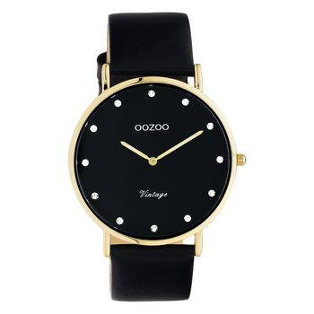 Czarny skórzany zegarek Oozoo C20248 Vintage Series unisex analogowy zegarek kwarcowy UOC20248 - Oozoo