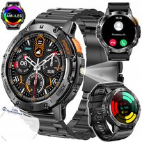 CZARNY SMARTWATCH ZEGAREK MĘSKI AMOLED LATARKA ROZMOWY POMIARY SPORT PL