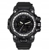 CZARNY SPORTOWY ZEGAREK ELEGANCKI WYGLĄD GUMOWY PASEK NA PREZENT