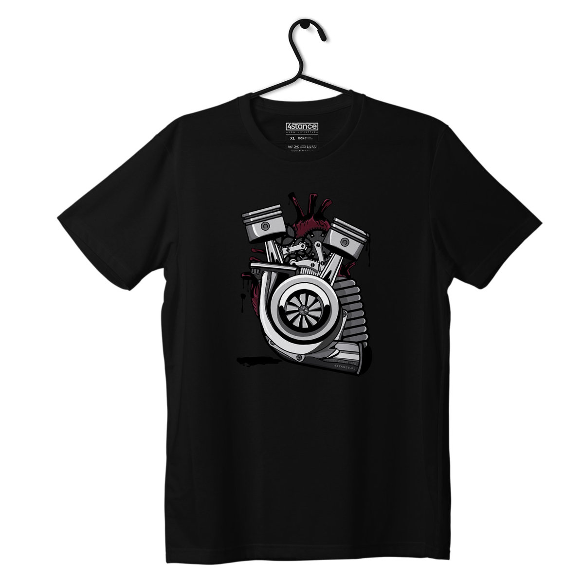 Zdjęcia - Odzież motocyklowa Czarny T-shirt koszulka SERCE TURBO-L