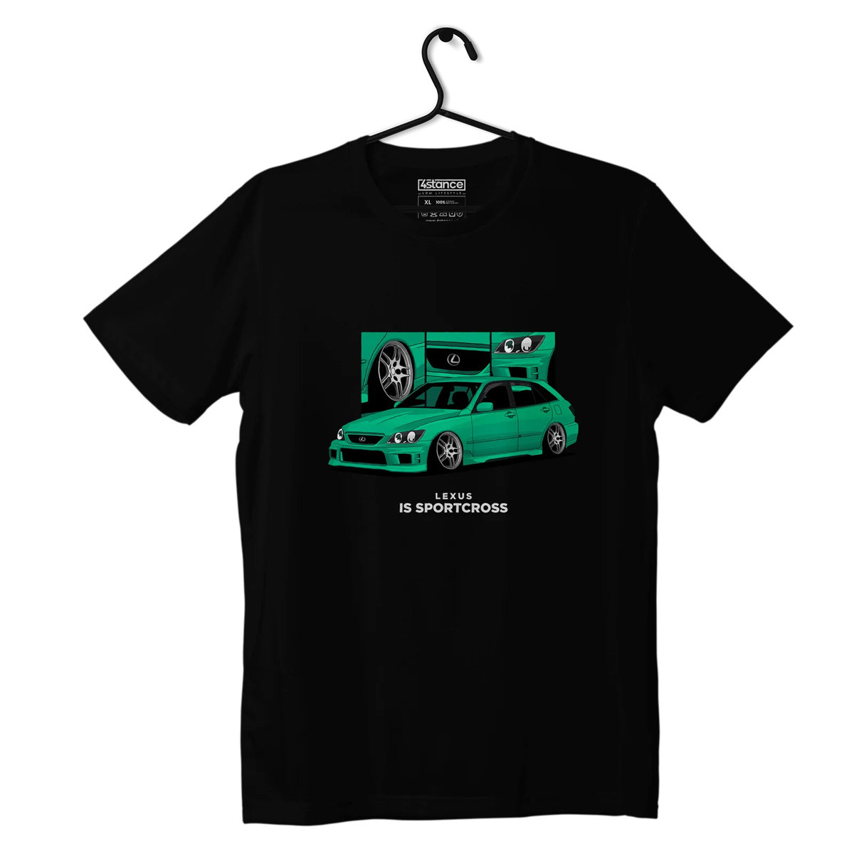 Zdjęcia - Odzież motocyklowa Lexus Czarny T-shirt  IS Sportcross zielony-3XL 