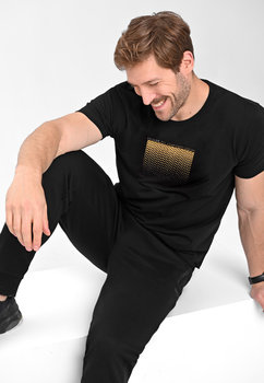 Czarny t-shirt męski z nadrukiem T-HEX  XL - VOLCANO