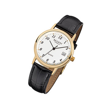 Czarny zegarek na rękę Regent F-790, męski analogowy zegarek kwarcowy URF790 - Regent