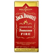 Czekolada Goldkenn Jack Daniel's Fire mleczna 100 g z płynnym nadzieniem whiskey - deser do espresso, składnik domowych wypieków, upominek dla Inny producent