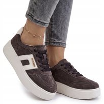 CZEKOLADOWE SKÓRZANE SNEAKERSY BUTY DAMSKIE PÓŁBUTY GOODIN BRĄZOWE 36 Goodin