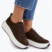 CZEKOLADOWE SKÓRZANE SNEAKERSY DAMSKIE PÓŁBUTY GOODIN 1048 BRĄZOWE 41 Goodin