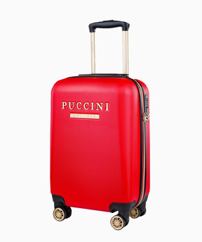 Czerwona walizka kabinowa z eleganckim napisem - PUCCINI