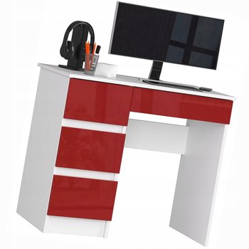 Czerwone Biurko Z 4 Szufladami Połysk Do Gabinetu - Elior