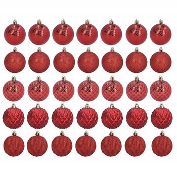 Czerwone bombki choinkowe WZORY ozdoby choinkowe świąteczne zestaw 35 szt - Nice Stuff
