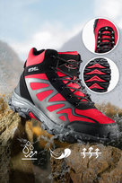 Czerwone buty trekkingowe damskie sznurowane z czarnymi dodatkami softshell Casu B2109-4-41